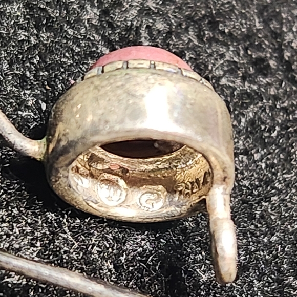 Sterling Silver and Rhodochrosite Stone Earrings - Picture 5 of 6